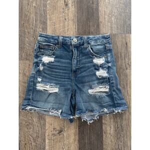 American Eagle Ne(x)t Level Stretch Distressed Denim Shorts Blue Women Size 4